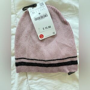 NWT - Zara - Shimmering Pink Ribbed Beanie